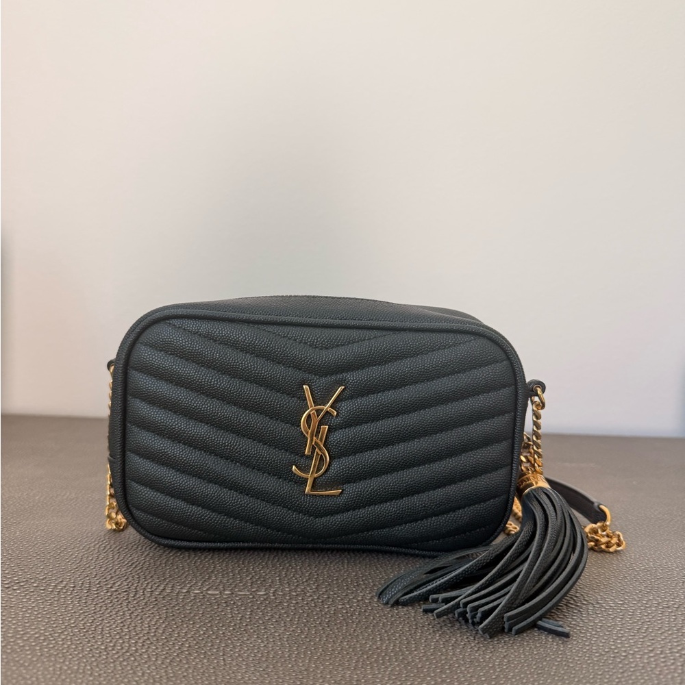 Yves Saint Laurent Black MINI LOU Grained/Caviar Leather Camera Bag